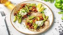 Veggie Tostadas with Roasted Peppers and Zesty Crema Veggie Tostadas with Roasted Peppers and Zesty Crema