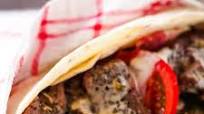 Greek style lamb wraps with tzatziki Greek style lamb wraps with tzatziki