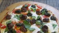 Margherita Pizza with Sausage and Pesto Margherita Pizza with Sausage and Pesto