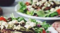 greek salad with mushroom walnut souvlaki greek salad with mushroom walnut souvlaki