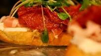 bruschetta w. roasted plum tomatoes, ricotta & prosciutto bruschetta w. roasted plum tomatoes, ricotta & prosciutto