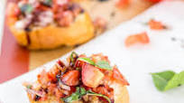 Onion Tomato Bruschetta with Balsamic Glaze