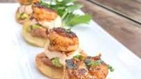 Mini Baked Shrimp Tostadas Bites (with chipotle sour cream) Mini Baked Shrimp Tostadas Bites (with chipotle sour cream)