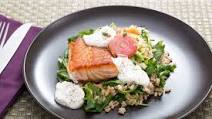 Pan-Seared Salmon with Arugula, Candy Stripe Beets & Horseradish Sour Cream Pan-Seared Salmon with Arugula, Candy Stripe Beets & Horseradish Sour Cream