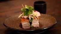 Crispy Pork Belly with Muntries and Apple Puree Crispy Pork Belly with Muntries and Apple Puree