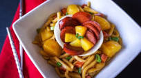 HAWAIIAN KIELBASA STIR FRY UDON NOODLES HAWAIIAN KIELBASA STIR FRY UDON NOODLES