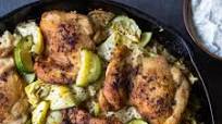 One Skillet Greek Chicken and Rice with Tzatziki Sauce One Skillet Greek Chicken and Rice with Tzatziki Sauce