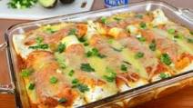 Pork Tenderloin and Caramelized Onion Enchiladas in a Homemade Enchilada Sauce Pork Tenderloin and Caramelized Onion Enchiladas in a Homemade Enchilada Sauce