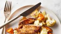 Maple-Mustard Pork with Roasted Sweet Potatoes & Cauliflower Maple-Mustard Pork with Roasted Sweet Potatoes & Cauliflower