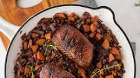 Red Wine Braise Duck Breast with French lentils Red Wine Braise Duck Breast with French lentils