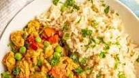 Curry ground turkey with rice and peas Curry ground turkey with rice and peas