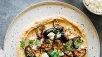Pan-Seared Zucchini with Harissa Hummus Pan-Seared Zucchini with Harissa Hummus