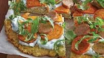 Cauliflower Crust Pizza with Sweet Potato, Sausage & Arugula Cauliflower Crust Pizza with Sweet Potato, Sausage & Arugula