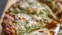 Homemade Pizza with Tomato and Pesto Ricotta Sauce Homemade Pizza with Tomato and Pesto Ricotta Sauce