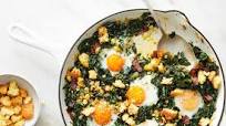 Baked Eggs With Kale, Bacon and Cornbread Crumbs Baked Eggs With Kale, Bacon and Cornbread Crumbs