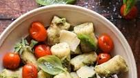 pesto gnocchi with burst tomatoes and burrata pesto gnocchi with burst tomatoes and burrata