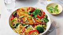 Grilled teriyaki fish with veg and noodles Grilled teriyaki fish with veg and noodles