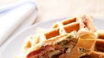 Savory Mortadella, Garlic, and Caper Puff-Pastry Waffle Recipe Savory Mortadella, Garlic, and Caper Puff-Pastry Waffle Recipe