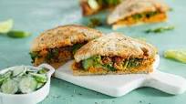 Tandoori Sweet Potato Sandwich with Kale & Cucumber Raita Tandoori Sweet Potato Sandwich with Kale & Cucumber Raita