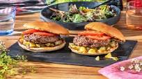 Bacon and Cheese Stuffed Burgers with Crisp Salad and Ranch Dressing Bacon and Cheese Stuffed Burgers with Crisp Salad and Ranch Dressing