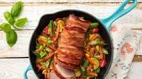 Bacon Pork Tenderloin with Succotash Bacon Pork Tenderloin with Succotash