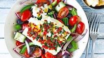Baked feta with Greek salad and pitta chips Baked feta with Greek salad and pitta chips