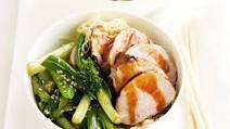 Hoisin pork fillet with stir-fried chinese greens Hoisin pork fillet with stir-fried chinese greens