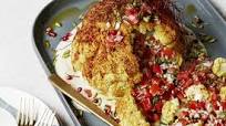 Whole Roasted Cauliflower with Tahini and Tomato Salsa Whole Roasted Cauliflower with Tahini and Tomato Salsa