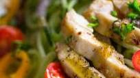 Garlic Chicken with Greek Cucumber Noodle Salad Garlic Chicken with Greek Cucumber Noodle Salad