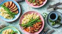 Apricot Balsamic-Glazed Pork Tenderloin over Ginger Rice with Sesame Green Beans Apricot Balsamic-Glazed Pork Tenderloin over Ginger Rice with Sesame Green Beans