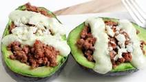 Ground Beef Stuffed Avocados with Creamy Cilantro Sauce Ground Beef Stuffed Avocados with Creamy Cilantro Sauce