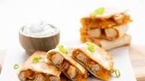 BBQ Pineapple and Chicken Quesadillas with cilantro crema and green onions BBQ Pineapple and Chicken Quesadillas with cilantro crema and green onions