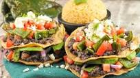 Double Decker Poblano Tostadas With Spanish Rice Double Decker Poblano Tostadas With Spanish Rice