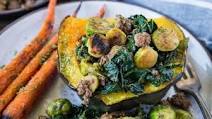 Stuffed Acorn Squash with Ground Beef, Brussels Sprouts, and Kale Stuffed Acorn Squash with Ground Beef, Brussels Sprouts, and Kale