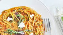 Zucchini Noodles with Olives, Marinara and Goat Cheese (gluten-free, healthy, low-carb, vegetarian) Zucchini Noodles with Olives, Marinara and Goat Cheese (gluten-free, healthy, low-carb, vegetarian)