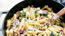 Chicken Penne Pasta with a Lightened-up Parmesan Cream Sauce Chicken Penne Pasta with a Lightened-up Parmesan Cream Sauce