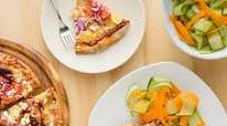 Bacon, Pineapple and Feta Pizzas with Ribbon Salad Bacon, Pineapple and Feta Pizzas with Ribbon Salad