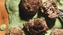 Middle Eastern Bison Meatballs with Cilantro-Yogurt Sauce Middle Eastern Bison Meatballs with Cilantro-Yogurt Sauce