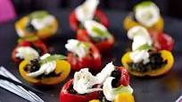 Peppadews stuffed with green olive tapenade and mozzarella Peppadews stuffed with green olive tapenade and mozzarella