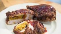 Sunny's Cornbread-Stuffed and Fried Pork Chops with Honey Cranberry Sauce Sunny's Cornbread-Stuffed and Fried Pork Chops with Honey Cranberry Sauce