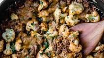 Cheesy Barbecue Ground Beef and Cauliflower Skillet Cheesy Barbecue Ground Beef and Cauliflower Skillet