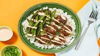 Meatballs with Bulgogi Sauce plus Roasted Green Beans, Ginger Rice & Sriracha Crema Meatballs with Bulgogi Sauce plus Roasted Green Beans, Ginger Rice & Sriracha Crema