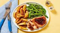 Cherry Balsamic Pork Chops with Green Beans & Thyme-Roasted Potatoes Cherry Balsamic Pork Chops with Green Beans & Thyme-Roasted Potatoes