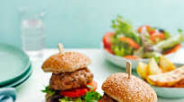 Pork and apple burgers with potato wedges Pork and apple burgers with potato wedges