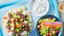 Crispy Beef Gyro with Mediterranean Salad & Tzatziki Crispy Beef Gyro with Mediterranean Salad & Tzatziki