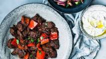 Turkish lamb kebab with shepherds salad, rice and garlic yoghurt Turkish lamb kebab with shepherds salad, rice and garlic yoghurt