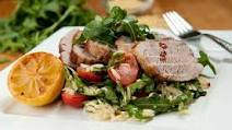 Pan Roasted Pork Tenderloin With Orzo, Cherry Tomato, Charred Lemon and Baby Arugula Pan Roasted Pork Tenderloin With Orzo, Cherry Tomato, Charred Lemon and Baby Arugula