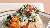 Baked Sweet Potatoes with Creamy Spinach Topping Baked Sweet Potatoes with Creamy Spinach Topping