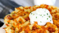 Bacon and Cheese Loaded Hashbrown Waffles Bacon and Cheese Loaded Hashbrown Waffles
