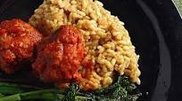 Spicy Pork Meatballs with Parmesan Risotto Spicy Pork Meatballs with Parmesan Risotto